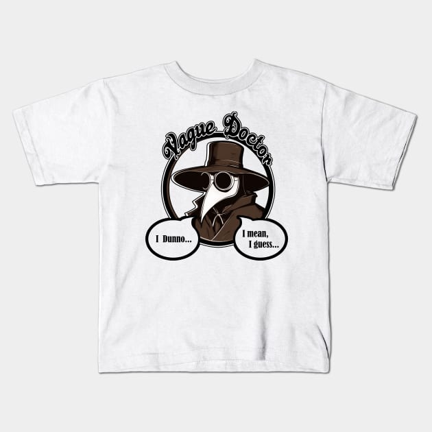 Vague Doctor - Black Outlined Version With Brown Accent Colors Kids T-Shirt by Nat Ewert Art